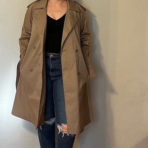 Vintage Tan Double Breasted Belted Trench Coat Saxton Hall 4P wrap coat